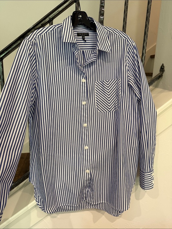 rag & bone Tops - rag & bone Blue and White Vertical Stripe Button-Down Shirt